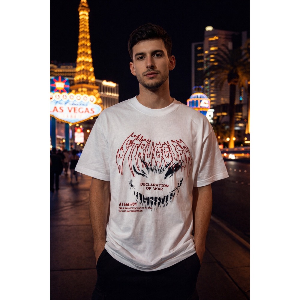 Allegory‎ Declaration of War Graphic T Shirt White Mens Size M